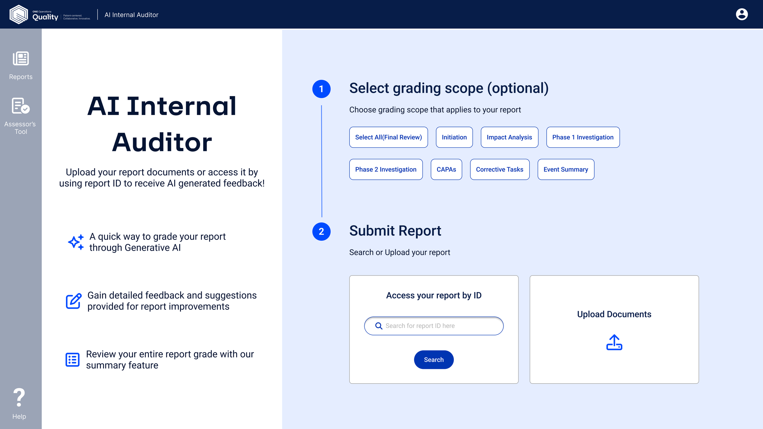 AI Auditing Tool — refined landing page design
