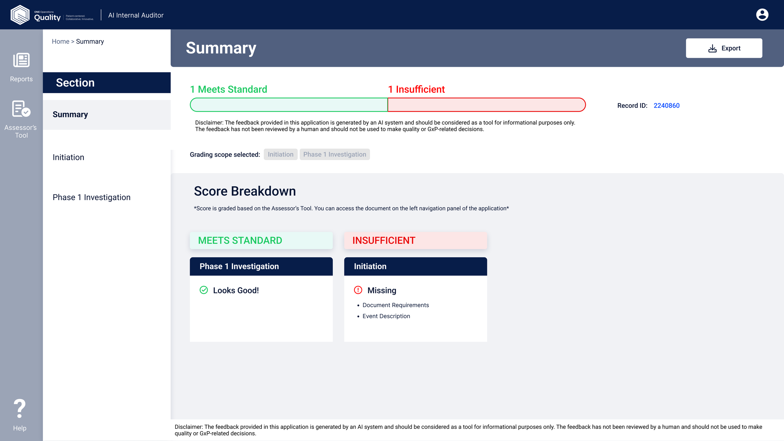 AI Auditing Tool — review summary v4