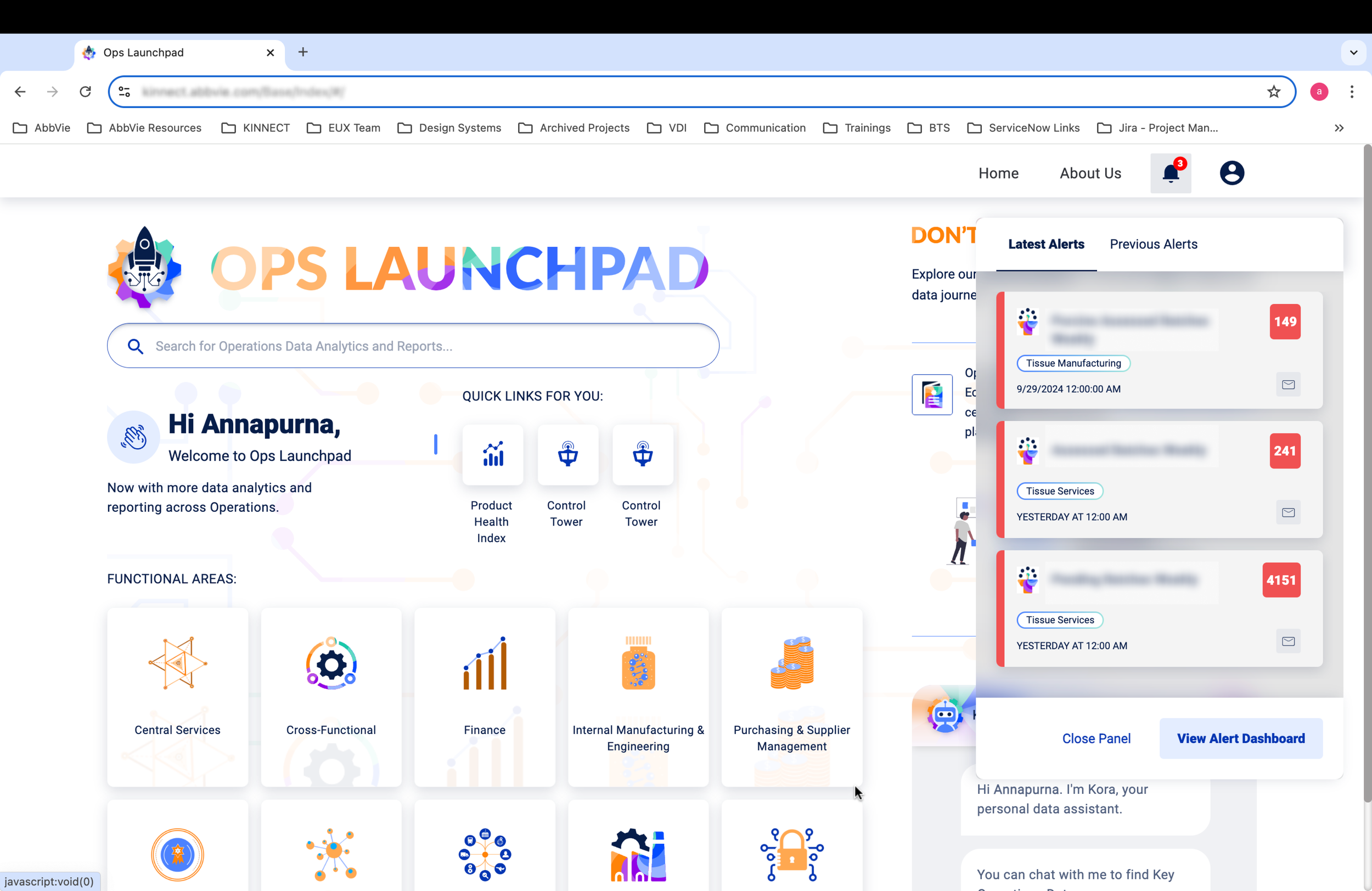 Alerts integrated into Ops Launchpad